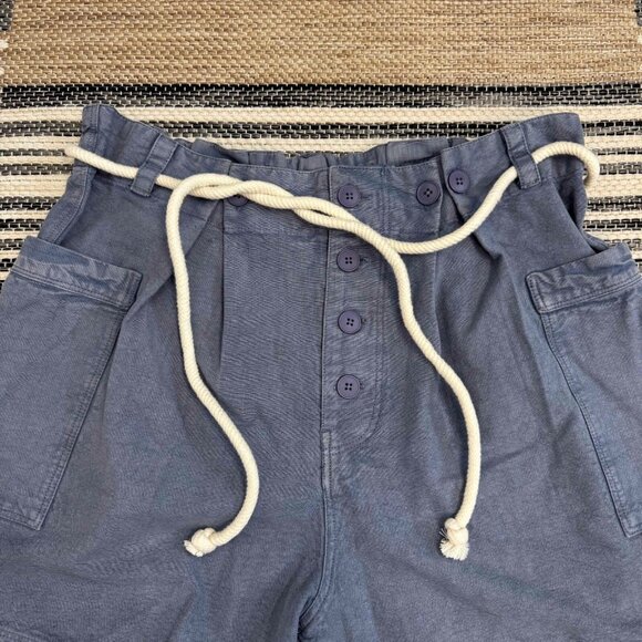 Free People Women's Coney Beach Shorts Bohemian Linen Blend Blue Mirage Size Med - Picture 5 of 13